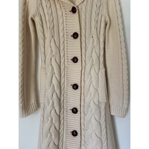 Banana Republic Cardigan Medium Wool Cable Knit Longline Buttons Sweater - Picture 3 of 13